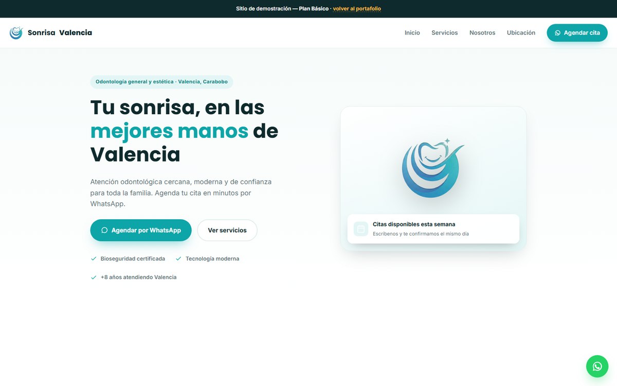 Captura del sitio Sonrisa Valencia — landing dental