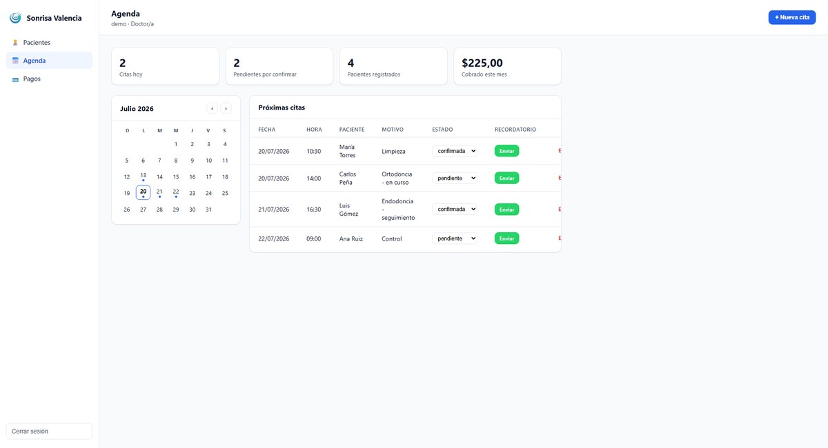Captura del panel de gestión clínica — Software SaaS